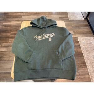 Indiana State Of Mine Green Pullover Sweatshirt Hoodie Men XL Script Spell Out